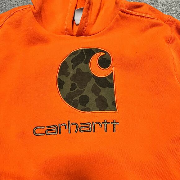 Carhartt Hoodie Youth Kids Medium 8-10 Orange Hoodie Camo Logo - Picture 2 of 7